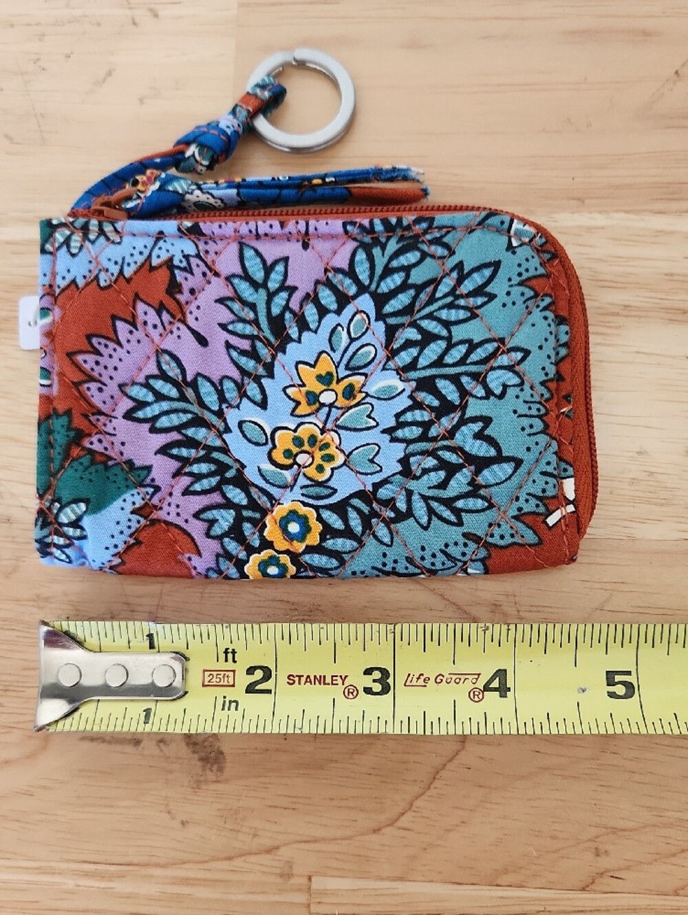 Vera Bradley Zip Pouch Teal, Rust & Purple Floral Quilted Zip Card Case - Picture 4 of 9